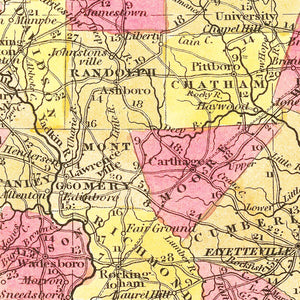 Vintage Map of North Carolina 1847
