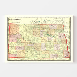 Vintage Map of North Dakota 1909
