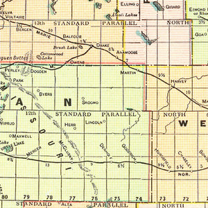 Vintage Map of North Dakota 1909