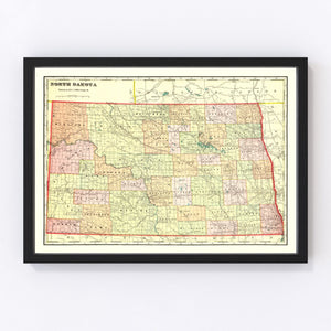 Vintage Map of North Dakota 1909