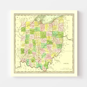 Vintage Map of Ohio 1836