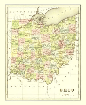 Vintage Map of Ohio 1838