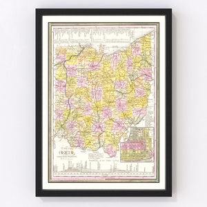 Vintage Map of Ohio 1844