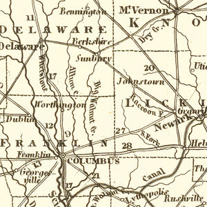 Vintage Map of Ohio 1845