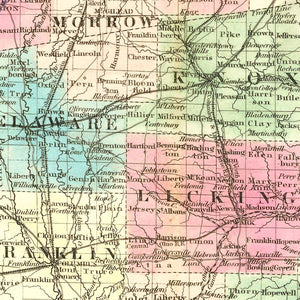 Vintage Railroad Map of Ohio 1852
