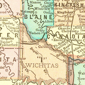 Vintage Map of Oklahoma 1899