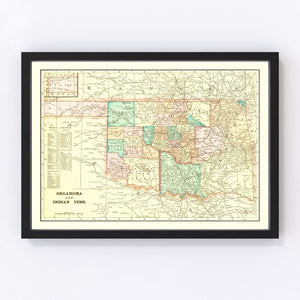 Vintage Map of Oklahoma 1899