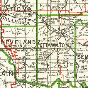 Vintage Map of Oklahoma 1915