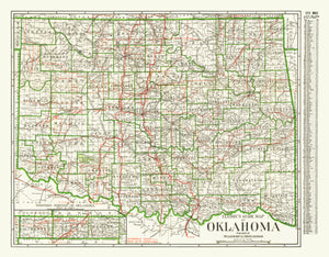 Vintage Map of Oklahoma 1915