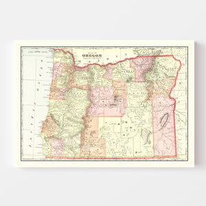 Vintage Map of Oregon 1909