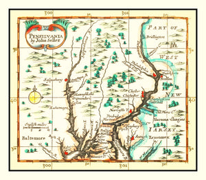 Vintage Map of Pennsylvania 1690