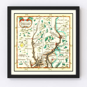 Vintage Map of Pennsylvania 1690
