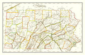 Vintage Map of Pennsylvania 1814