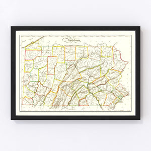 Vintage Map of Pennsylvania 1814