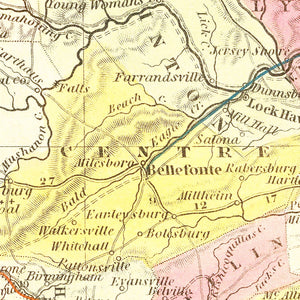 Vintage Map of Pennsylvania 1850