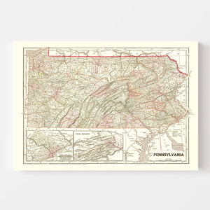 Vintage Map of Pennsylvania 1856