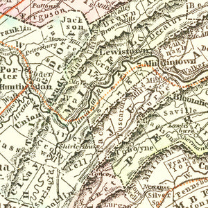 Vintage Map of Pennsylvania 1856