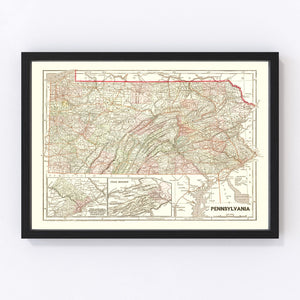 Vintage Map of Pennsylvania 1856