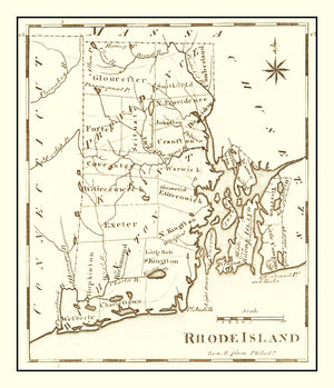 Vintage Map of Rhode Island 1795