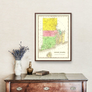 Vintage Map of Rhode Island 1838