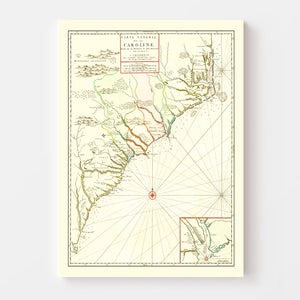Vintage Map of South Carolina 1696