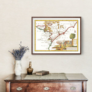 Vintage Map of South Carolina 1706