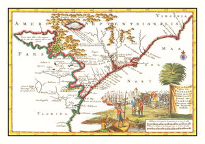 Vintage Map of South Carolina 1706
