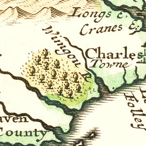 Vintage Map of South Carolina 1721