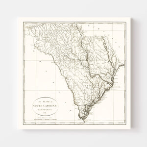 Vintage Map of South Carolina 1796
