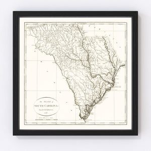 Vintage Map of South Carolina 1796