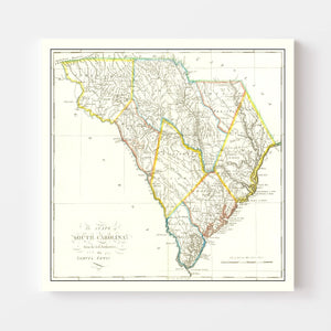 Vintage Map of South Carolina 1814