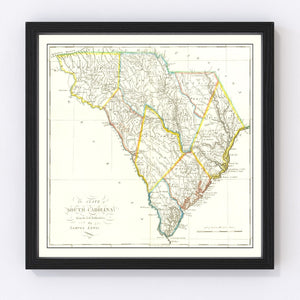 Vintage Map of South Carolina 1814
