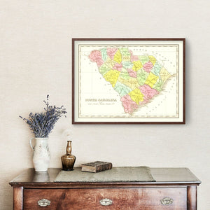 Vintage Map of South Carolina 1824