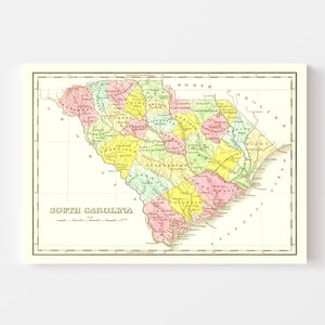 Vintage Map of South Carolina 1824