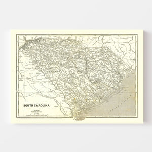Vintage Map of South Carolina 1843