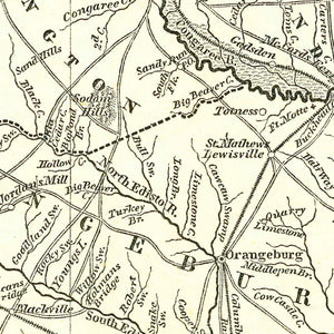 Vintage Map of South Carolina 1843