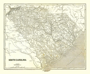 Vintage Map of South Carolina 1843