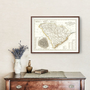 Vintage Map of South Carolina 1845