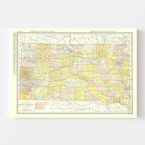 Vintage Map of South Dakota 1917