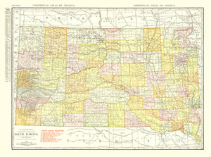 Vintage Map of South Dakota 1917