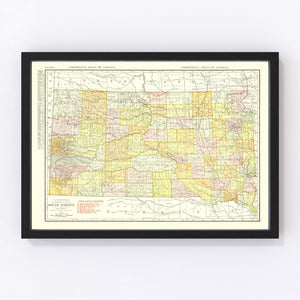 Vintage Map of South Dakota 1917
