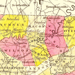 Vintage Map of Tennessee 1847