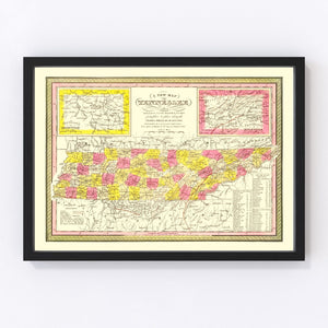 Vintage Map of Tennessee 1847