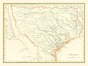 Vintage Map of Texas 1835
