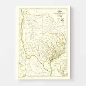 Vintage Map of Texas 1841