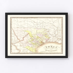 Vintage Map of Texas 1842