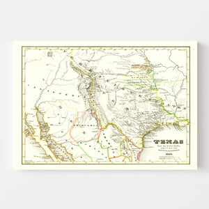 Vintage Map of Texas 1846