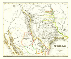 Vintage Map of Texas 1846
