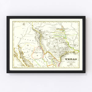 Vintage Map of Texas 1846