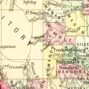 Vintage Map of Texas 1860